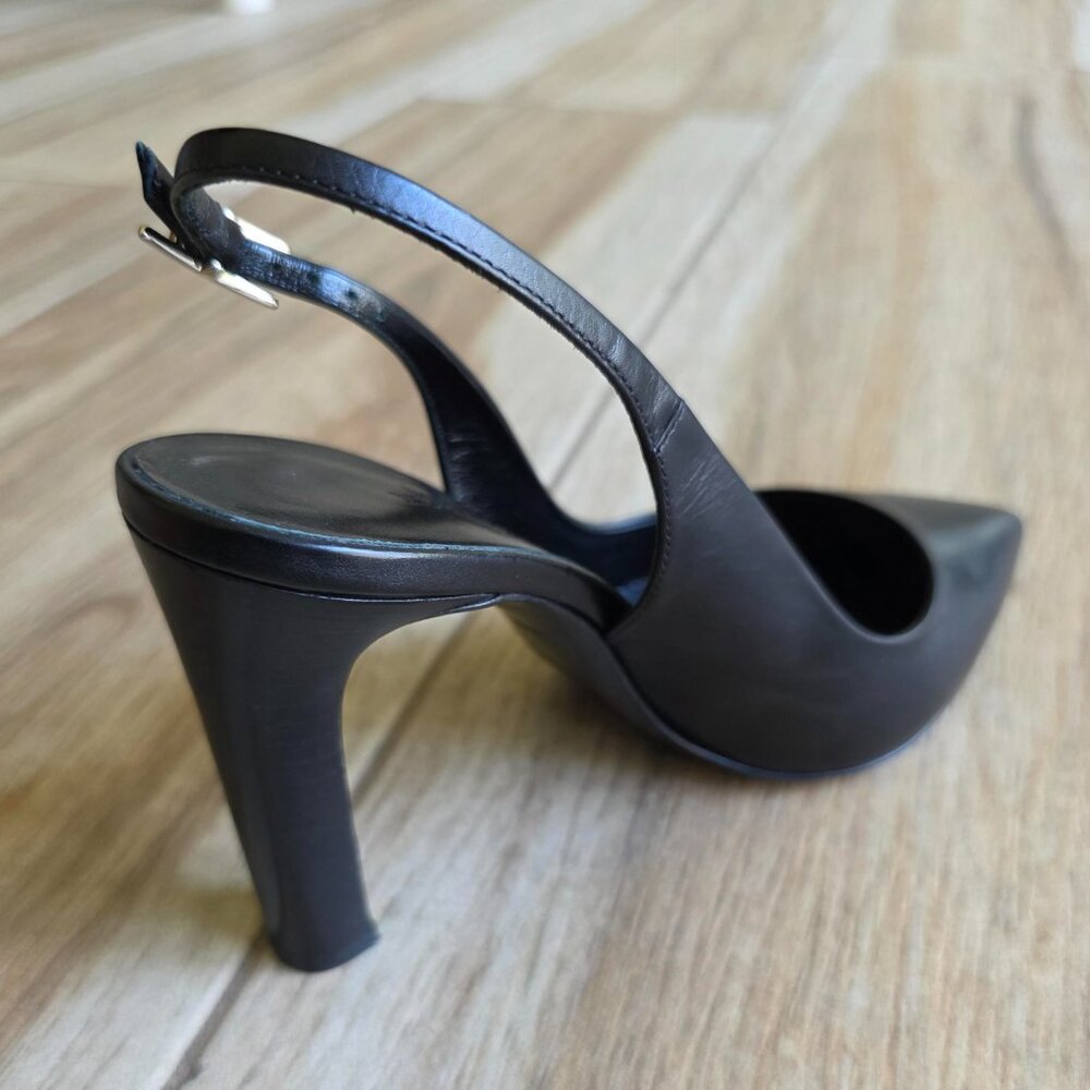 Hermes H Logo Black Leather Slingback Shoes Eur. 35 & Box - Picture 10 of 16
